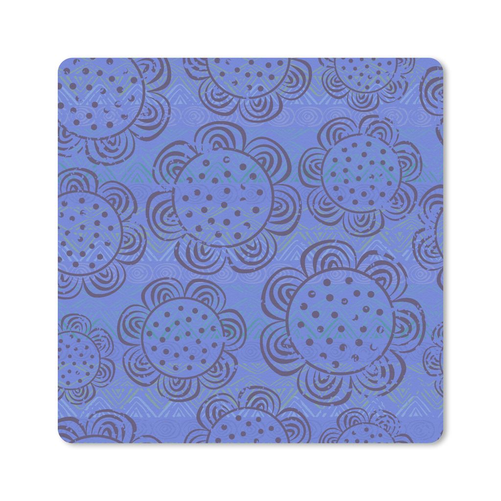 MuchoWow Mauspad Mousepad Blumen - Muster - Blau 20x20 cm - Mousepads - Maus Mat - Pad - Mausunterlage - Desk Mat - Bureauartikeln
