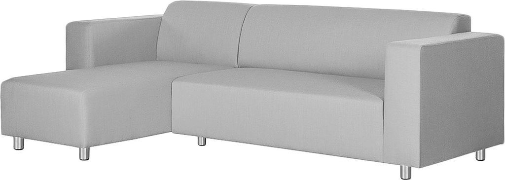 home24 Ecksofa mit Longchair davorstehend Links - Webstoff - Grau