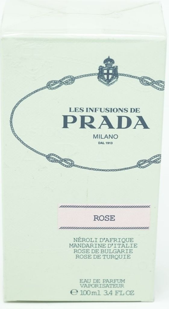 A product shot of a Prada perfume box.
