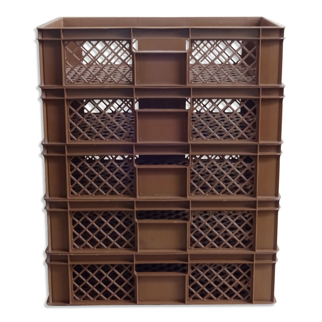 5x Bäckerkiste Brötchenbox Brotbehälter Konditorenbox Stapelbox Gitterbox EURO-Norm 15 cm braun