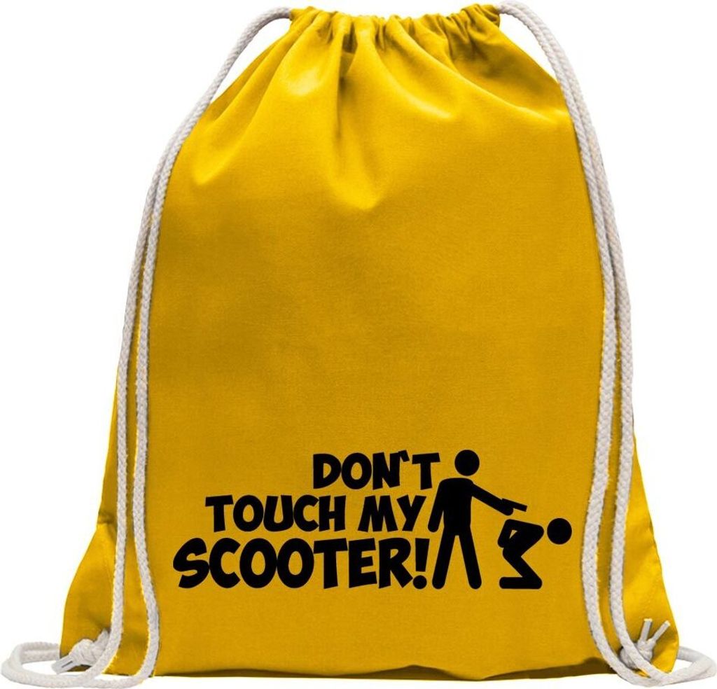 Kiwistar - Turnbeutel - gelb - Dont touch Scooter Design 1 - Fun Rucksack Sport Beutel Gymsack Baumwolle mit Ziehgurt