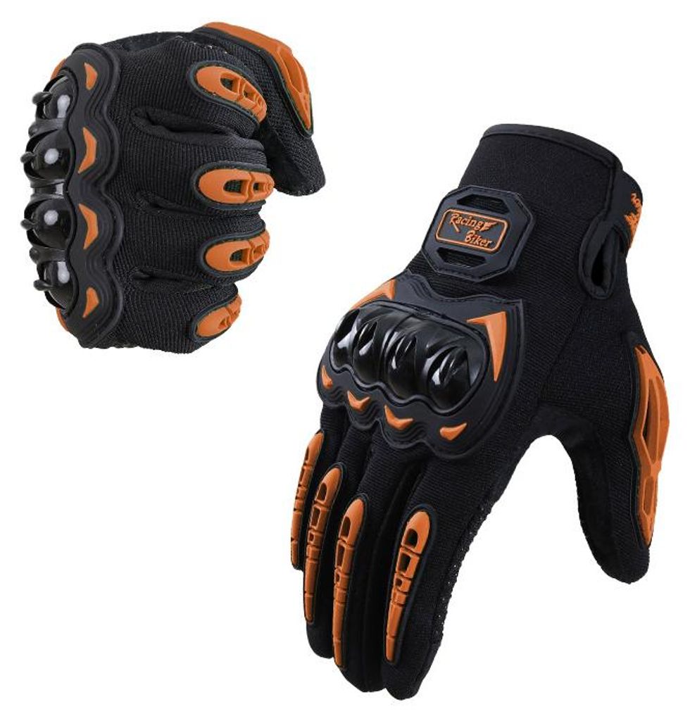 Motorradhandschuhe mit Touchscreen-Funktion – Hartschalen-Schutzhandschuhe für Herren & Damen, rutschfest, für Motorrad, MTB & BMX, XL, Orange