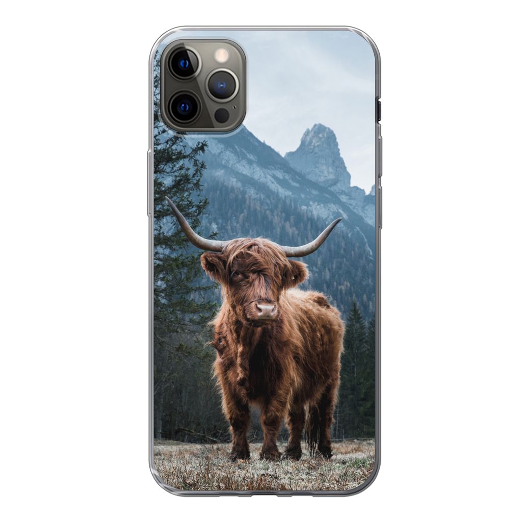 MuchoWow Handyhülle Schutzhülle Hülle für iPhone 13 Pro Max Schottische Highlander - Tiere - Landschaft Silikon Softcase Handy Hülle - Mobil...