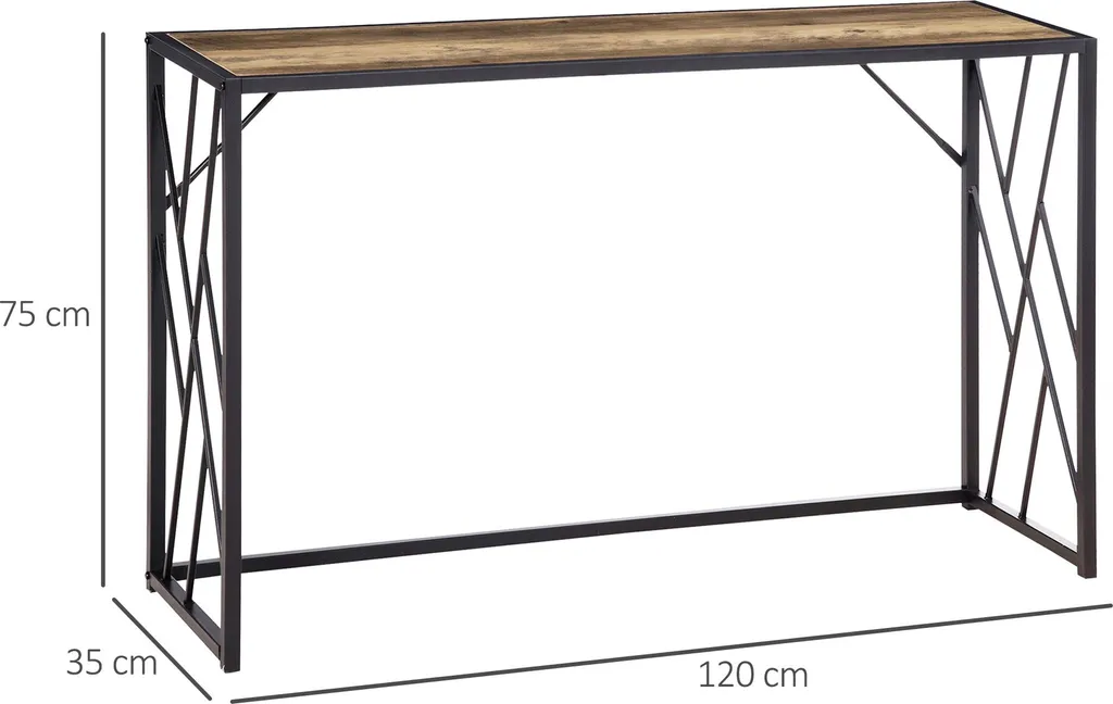 Table d'entrée style industriel avec structure métal noir et bois