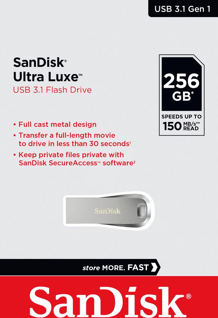 SanDisk Ultra Luxe, 256 GB, USB Typu-A, 3.2 Gen 1 (3.1 Gen Zdjęcie produktu 