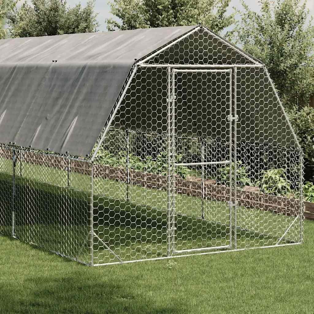 vidaXL Hühnerstall mit Dach 2,5x12x2,25 m Verzinkter Stahl