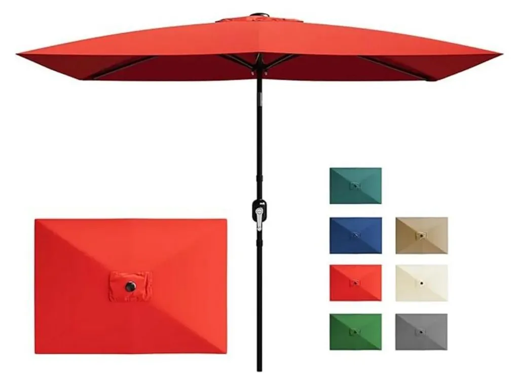 Parasol de jardin rectangulaire rouge - Fini le soleil éblouissant