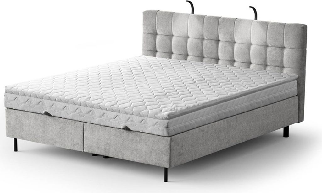 Boxspringbett - MUNA 160x200cm Bett mit Stauraum Schlafzimmer Ehebett (Dark Green - Aston 27)