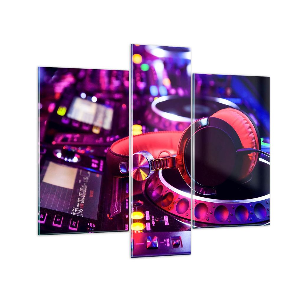 Bilder auf glas - DJ Disco Nachtclub Audio - 95x80cm - Glasbilder - Wandbilder - Kunstdruck - zum Aufhängen bereit - Wanddekoration aus Glas - Gla...