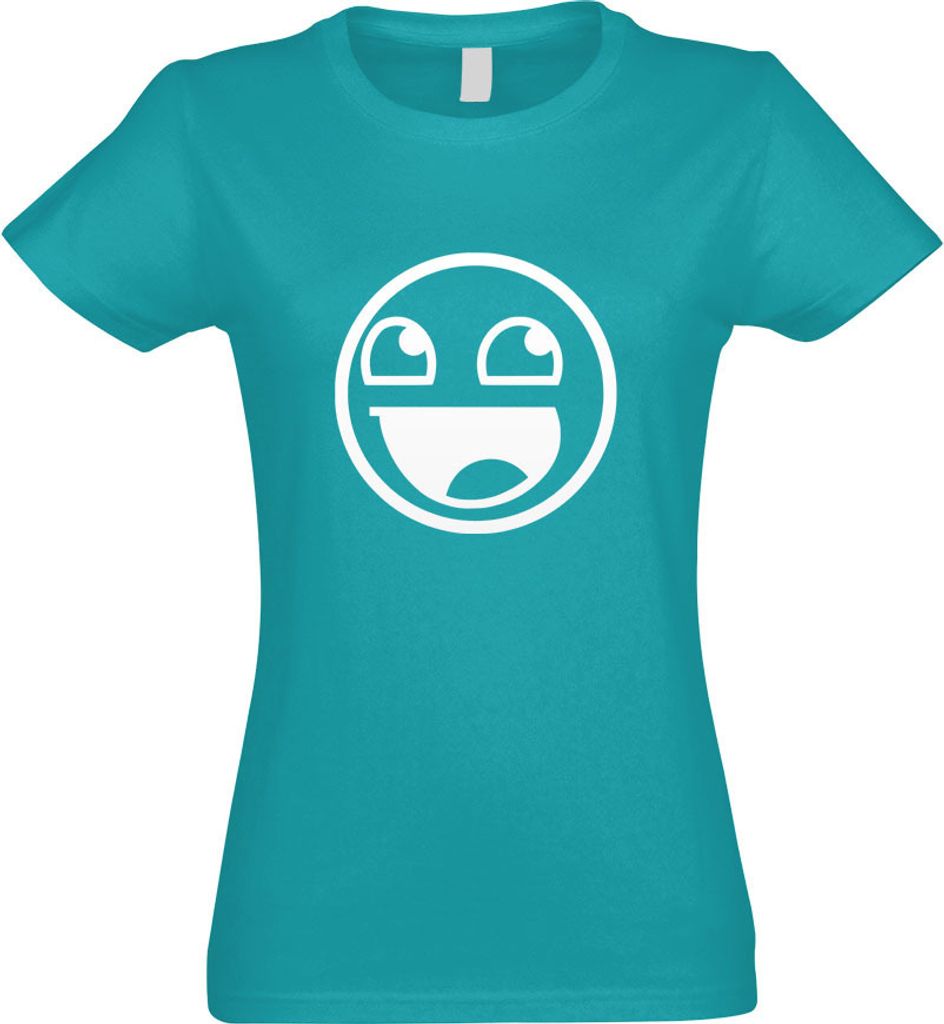 Kiwistar - T-Shirt tailliert - Damen - türkis - JDM Smile FACE - mit Motiv Bedruckt - Funshirt Design - Sport - Freizeit - Damen - S