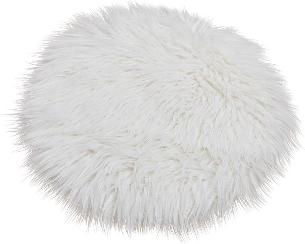 Rundes langflor Deko-Fell Sitzkissen 34 cm in weiß für Produktbild 