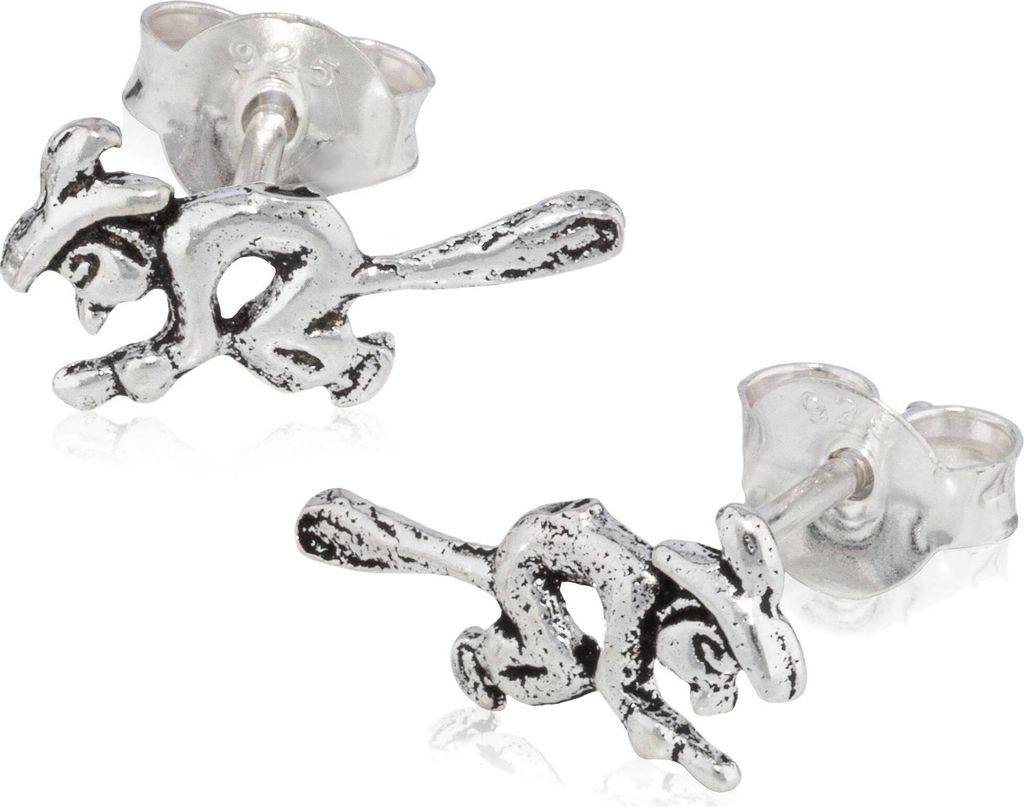 Paar Hexe Ohrstecker 925 Silber 12x6mm Ohrschmuck Gothic Ohrringe Amulett