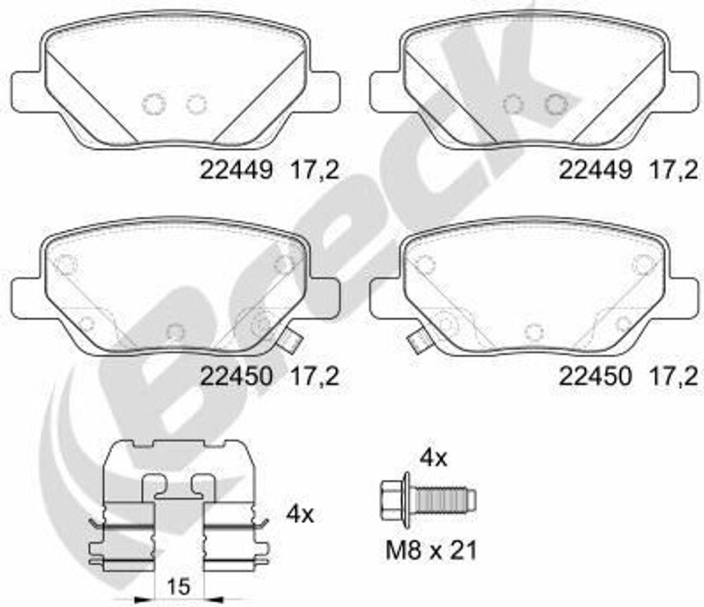 BRECK Bremsbeläge Satz Hinten Bremsklötze für FIAT TIPO Produktbild 