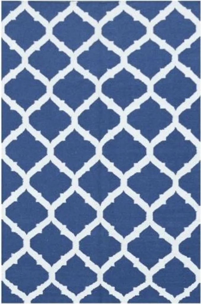 Kelim Julia bleu foncé 155x240 cm - Tapis réversible en coton et laine