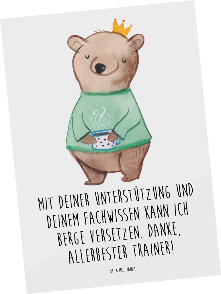 Mr. & Mrs. Panda Grußkarte Bester Trainer - Weiß - Produktbild 