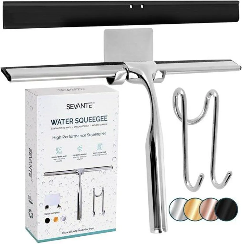 Raclette de douche pour cabine et miroirs anti-trace de 24,5 cm