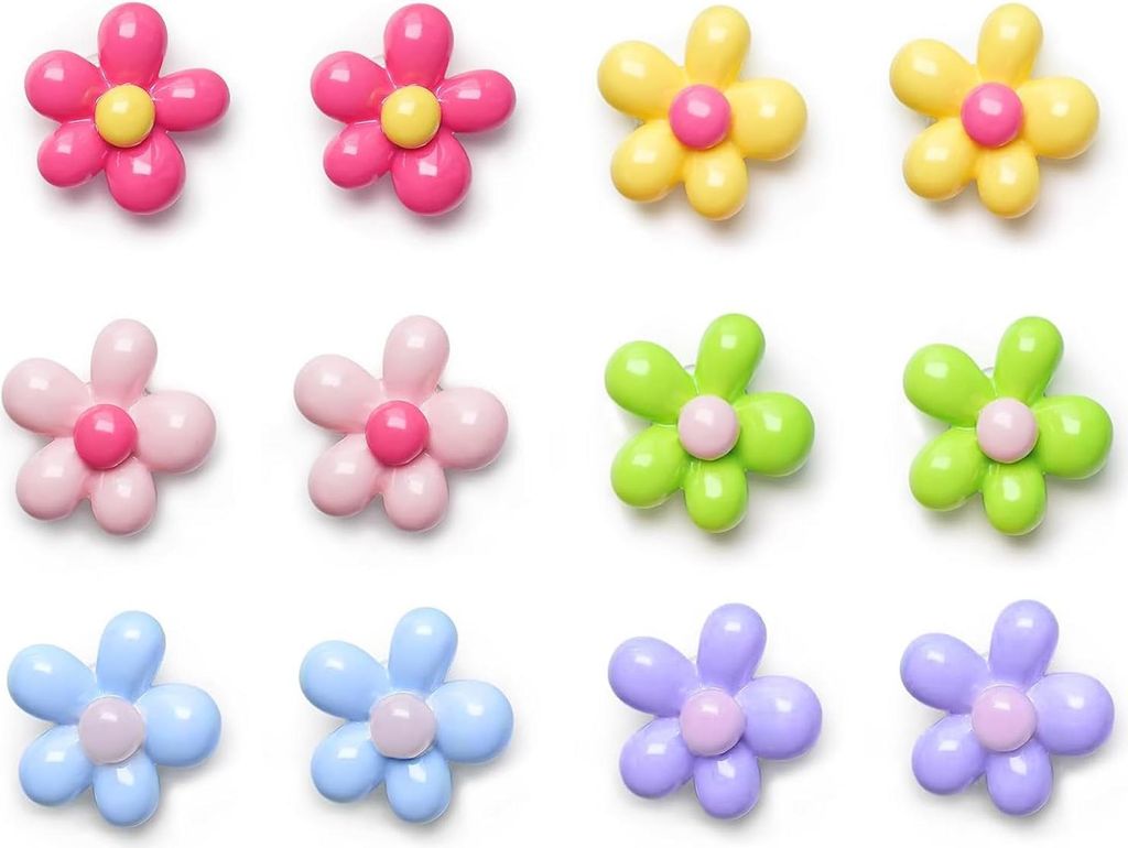 Set von 12 bunten Blumen-Kühlschrankmagneten - Dekorative Magnete für Magnettafel und Pinnwand