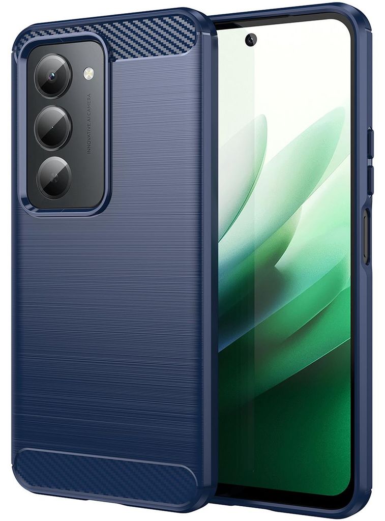 Hülle für Redmi 15 5G/4G, Carbon-Faser TPU Silikon Stoßfest Schutzhülle Blau
