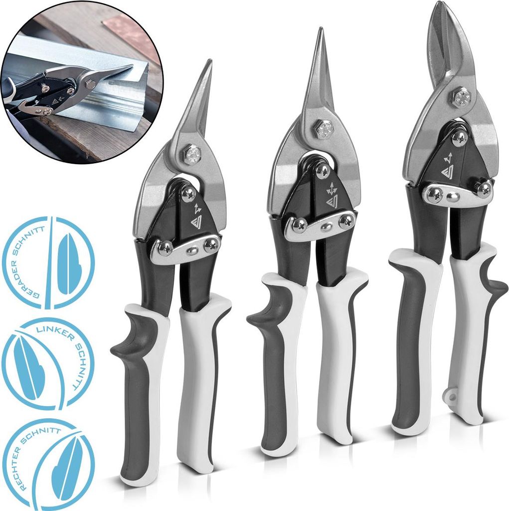 STAHLWERK Cisaille à tôle, set de 3 pièces coupe droite, Image du produit 