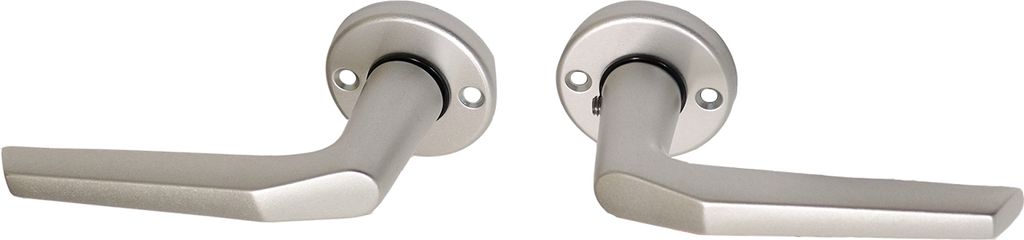Türgriffe Aluminium auf Rosette mit Daumenbremse - Pro Set