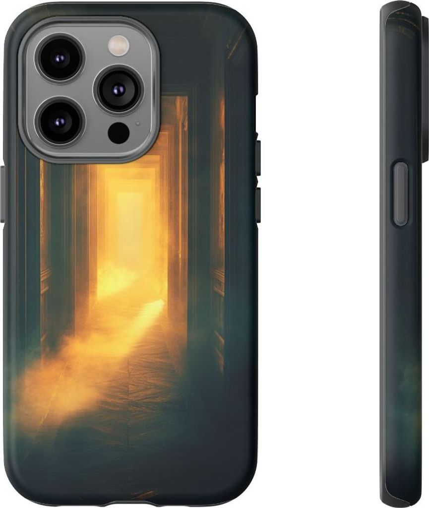 Nebelverhangener, leuchtender Flur – Hülle Kompatibel mit iPhone 14 Pro