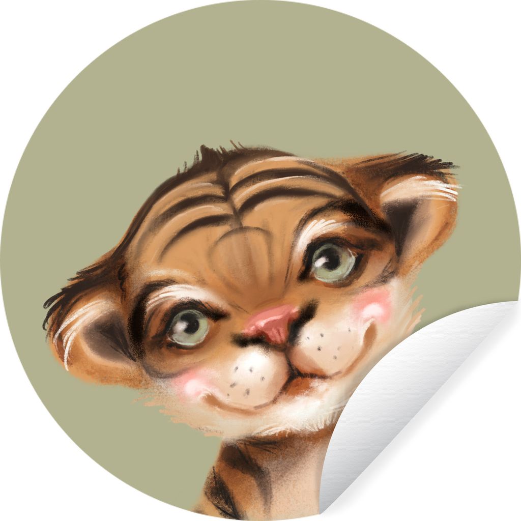 MuchoWow Runde Wandtattoo - Wandsticker Tapete Aufkleber Tiger - Grün - Dschungel Ø 50 cm Selbstklebend und Repositionierbar - Wandaufkleber - ...