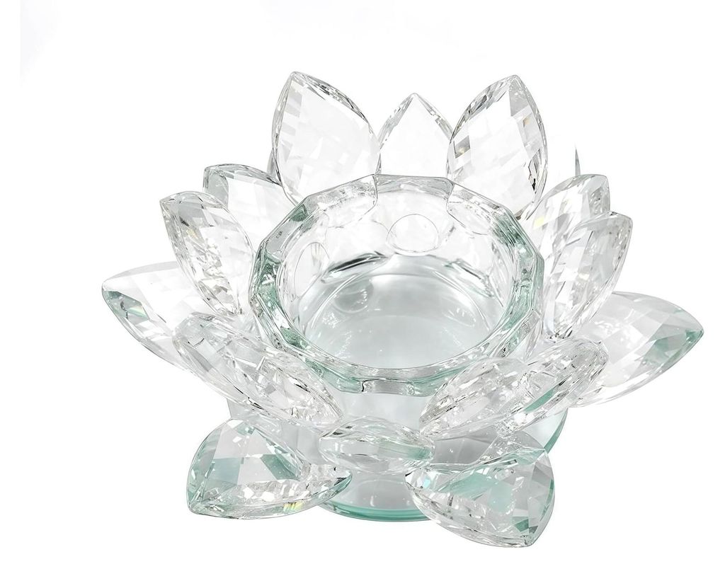 Kerzenhalter im Lotus-Design aus Glas, 10 x 5 cm