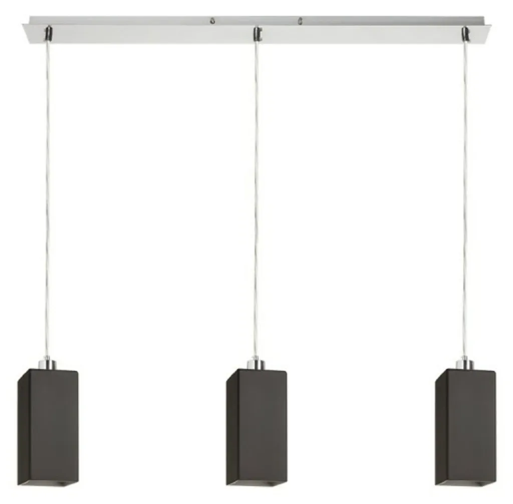 Luminaire suspendu 80cm verre noir et nickel mat pour salon chic