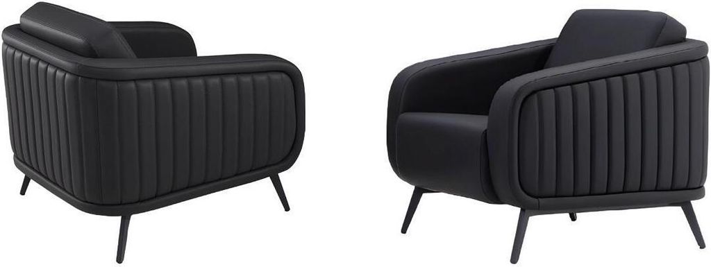 Sessel Luxus Sofagarnitur Leder Sofa 2x Sessel Elegante Design Möbel Couchen