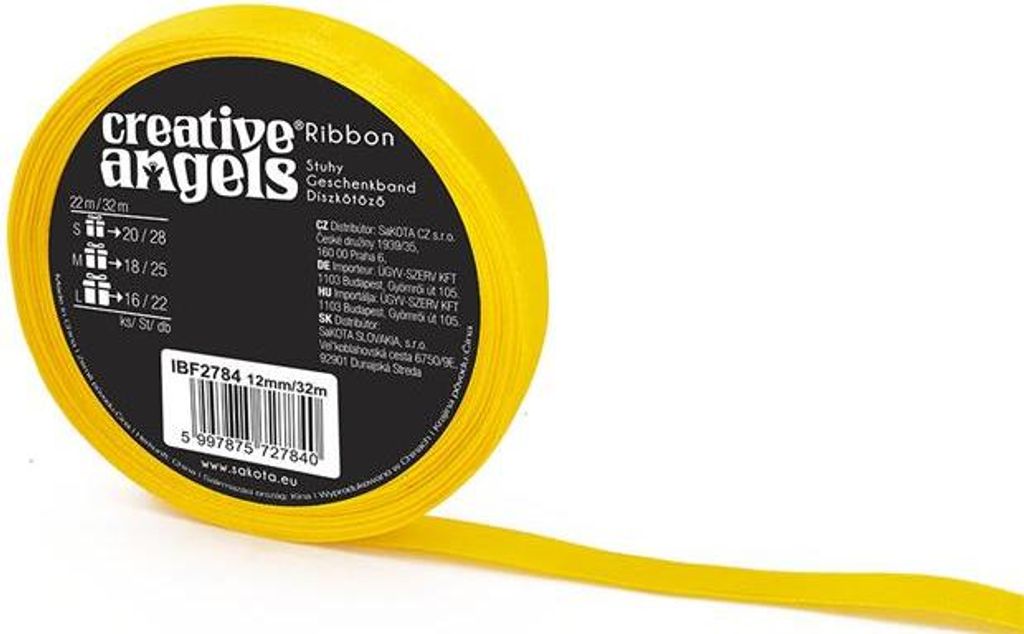 Satinband, gelb, 12 mm x 32 m, IBF2784
