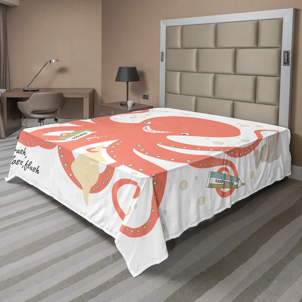 Drap de Lit confortable Imprimé Tentacules Poulpe 260 cm de Largeur Vert