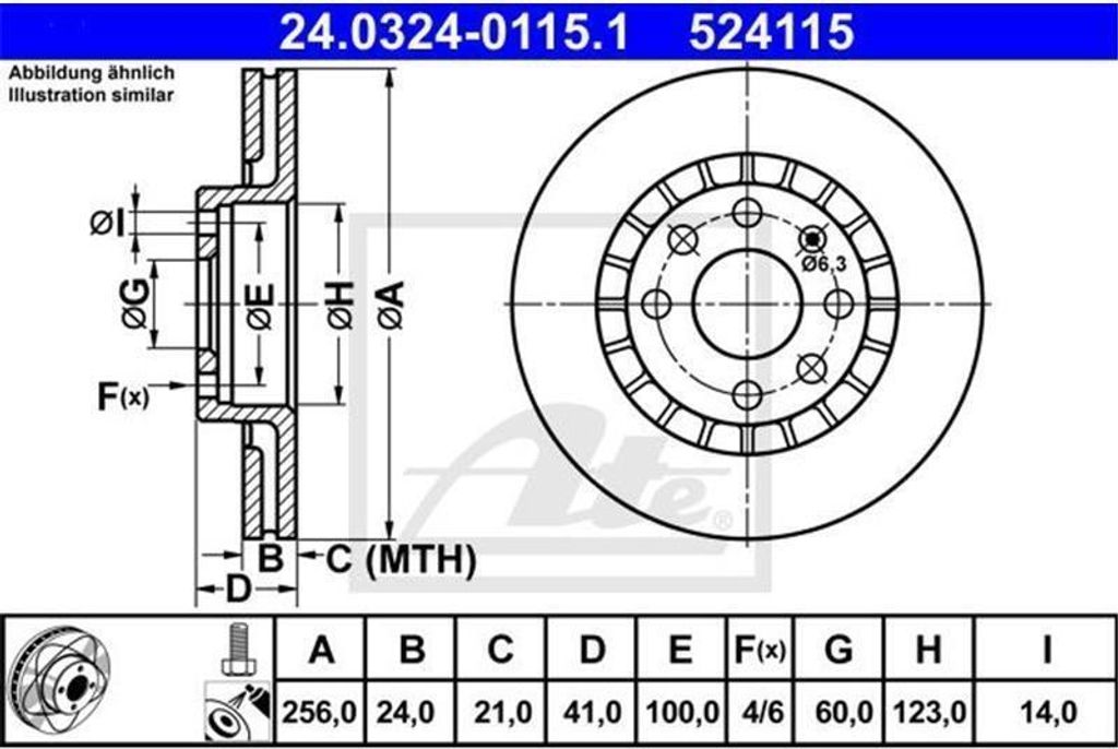 ATE Bremsscheiben (2 Stück) Vorderachse 24.0324-0115.1