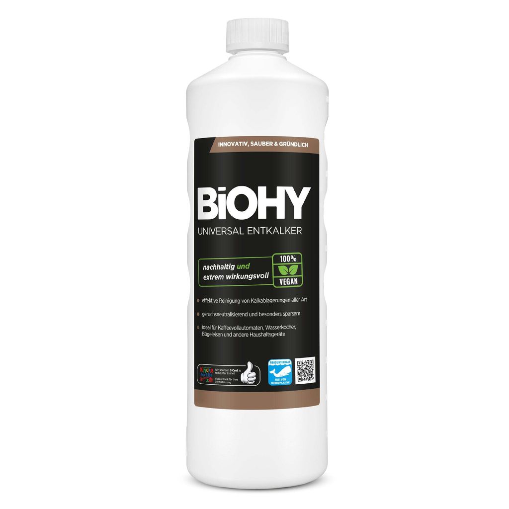 BiOHY Universal Entkalker, Entkalkungsmittel, Kalklöser, Kalkreiniger – 1 x 1 Liter Flasche