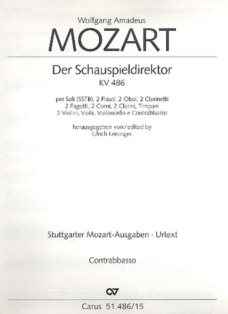 Der Schauspieldirektor KV486 für Soli und Orchester Kontrabass