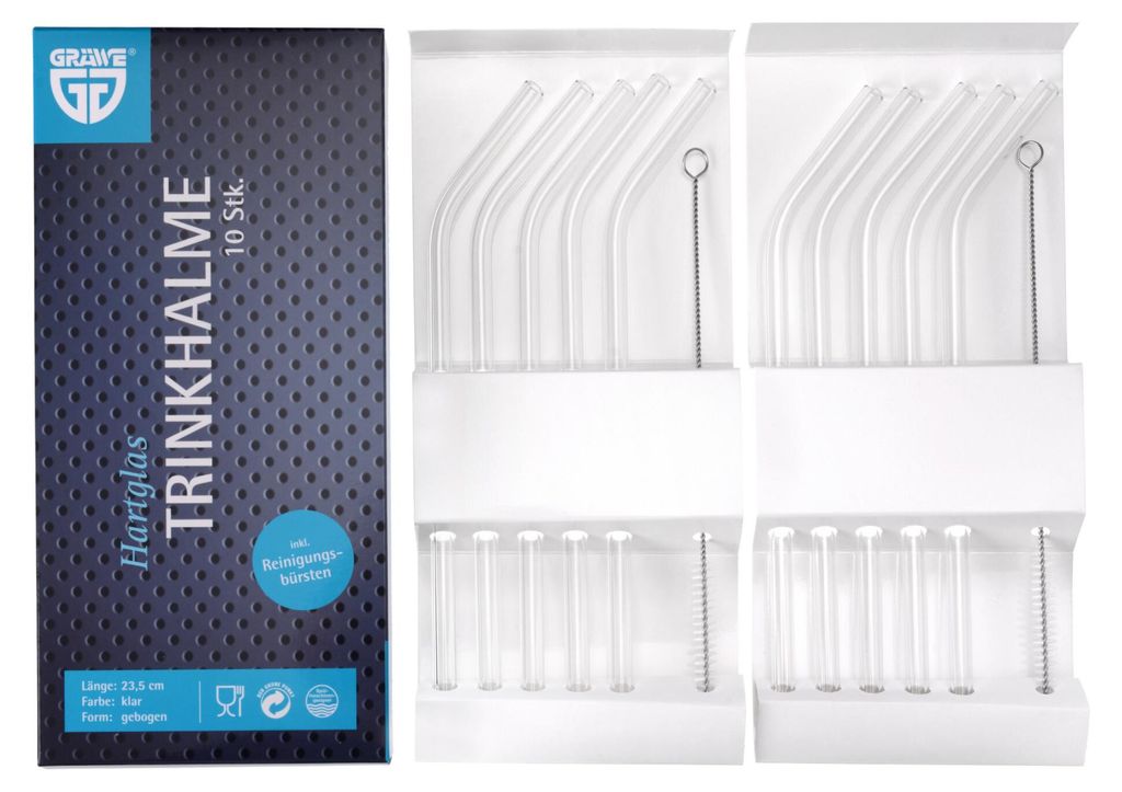 GRÄWE Trinkhalm-Set 12-tlg., aus Hartglas Produktbild 