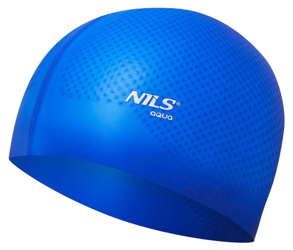 Blaue Silikon-Badekappe, einfarbig, gepunktetes Design