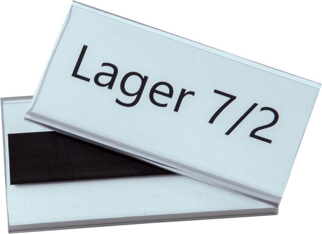 Magnetischer Etikettenhalter, aus PVC, als Preisschienen und Scannerleisten einsetzbar, Maße Halterung 85 x 100 mm, Maße Einleger 80 x 100 mm, Ve...