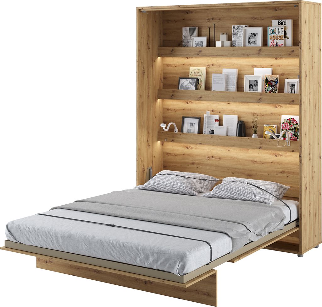 MEBLINI Schrankbett Bed Concept - Wandbett mit Lattenrost - Klappbett mit Schrank - Wandklappbett - Murphy Bed - Bettschrank - BC-12 - 160x200cm Ve...