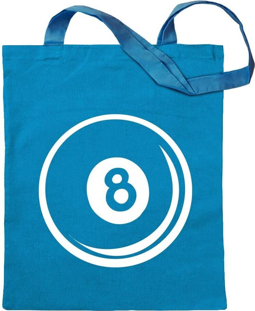 Kiwistar - Baumwolltasche - hellblau - 8 Ball Motiv2 - Tragetasche Stoffbeutel Umhängetasche Langer Henkel