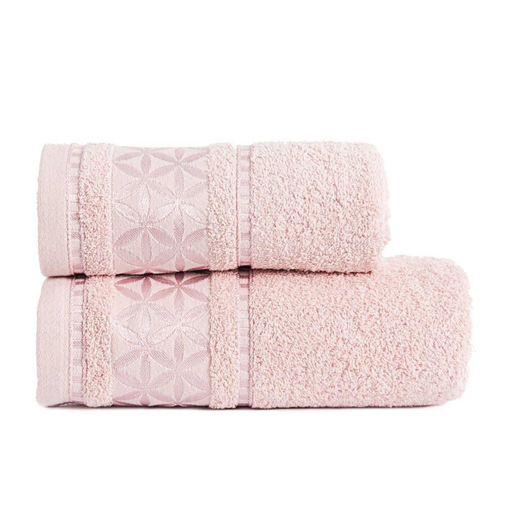 Handtuch, Badetuch mit eleganter Bordüre Paola 50x90 Puderrosa