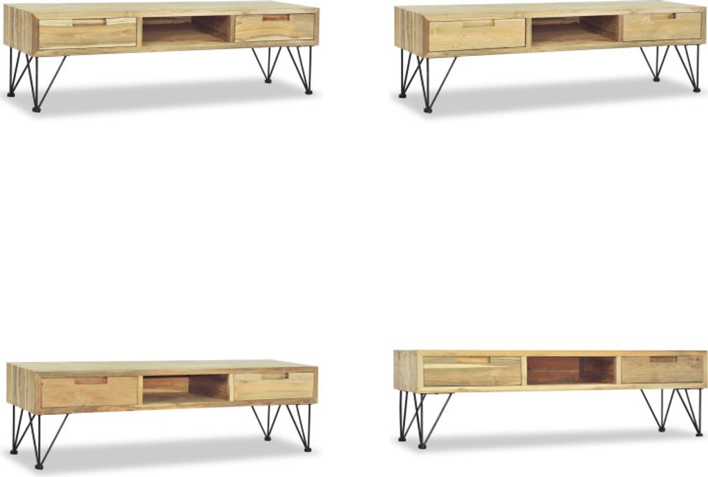 vidaXL TV Schrank 120 x 35 x 35 cm Teak Massiv - TV-Schrank - TV-Schränke - Fernsehtisch - Fernsehtische