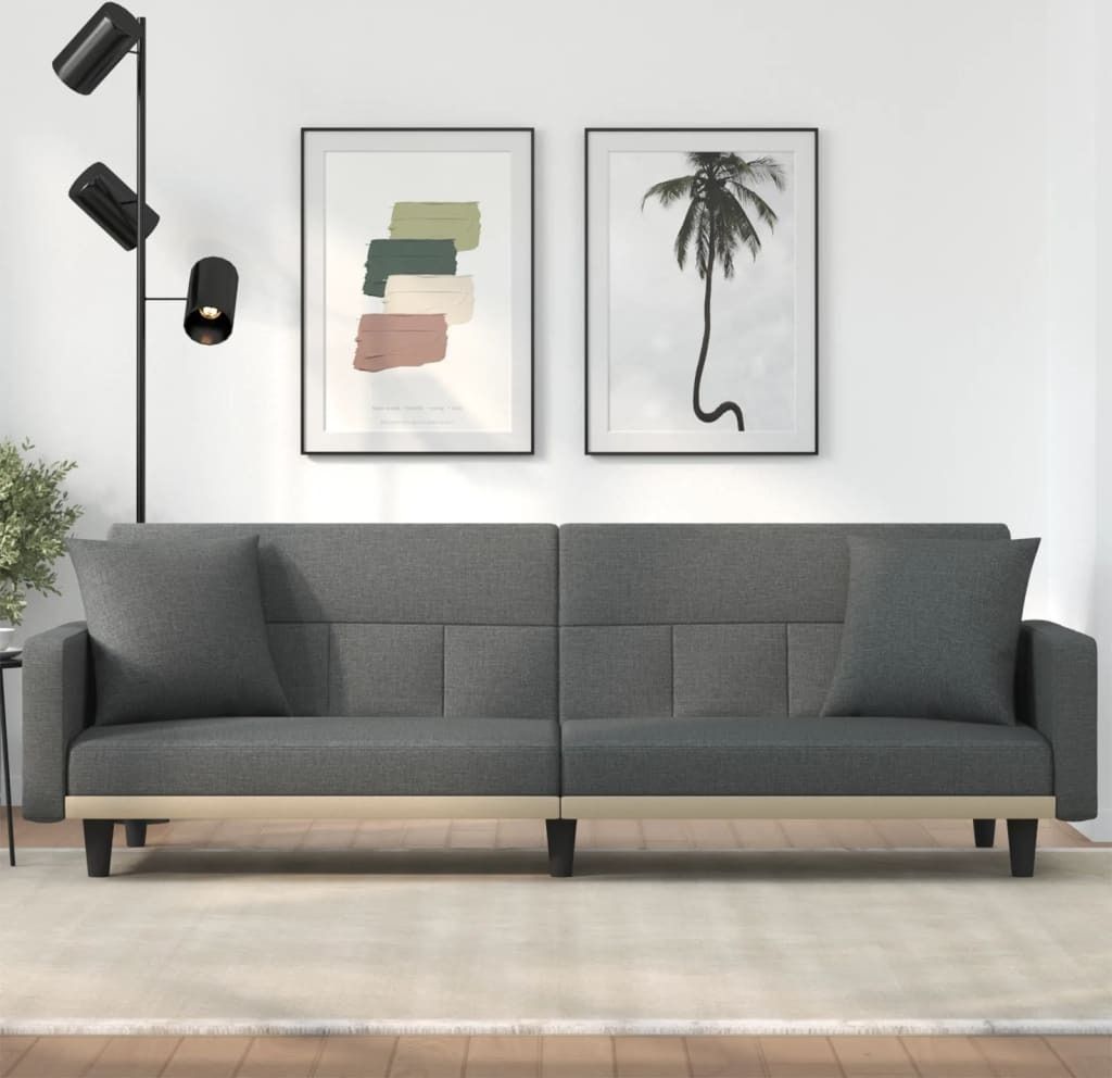 Cloris Designermöbel Schlafsofa mit Kissen Dunkelgrau Stoff 2024 Neu