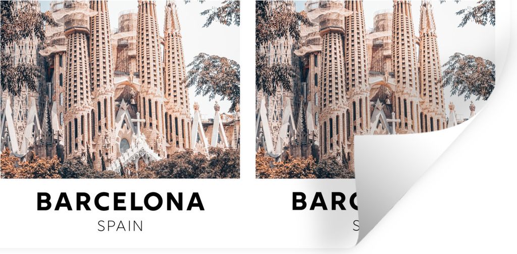 MuchoWow Wandtattoo Wandsticker Wandaufkleber Barcelona - Spanien - Kirche 160x80 cm Selbstklebend und Repositionierbar - Sticker - Dekorfolie
