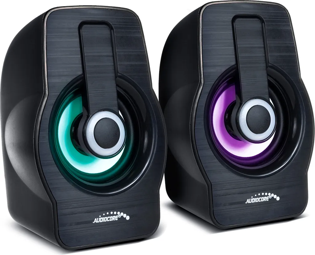 Haut-parleurs PC Stéréo 6W USB Audiocore AC855 B pour Bureau et Laptop