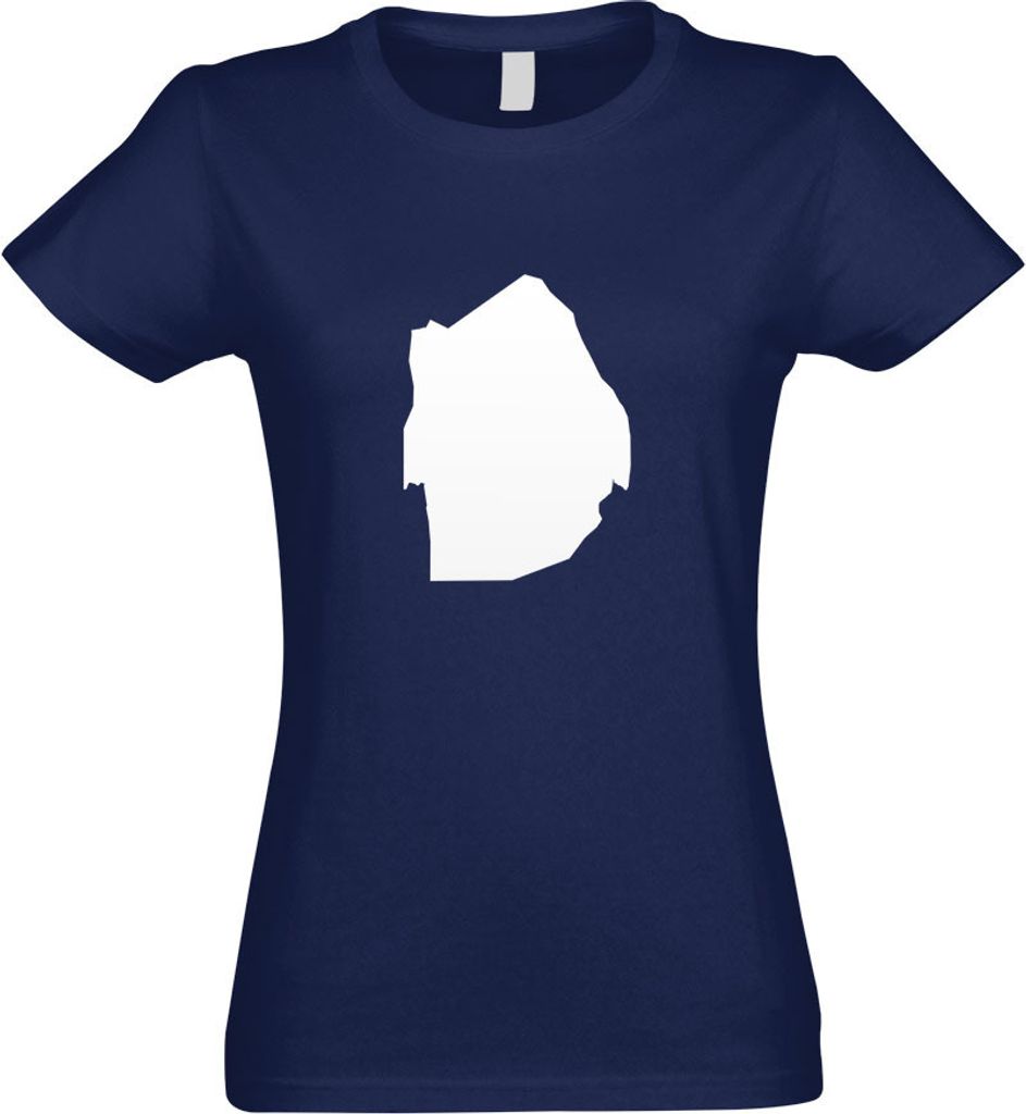 Kiwistar - T-Shirt tailliert - Damen - Navy - Swasiland Umriss Kontur - mit Motiv Bedruckt - Funshirt Design - Sport - Freizeit - Damen - S