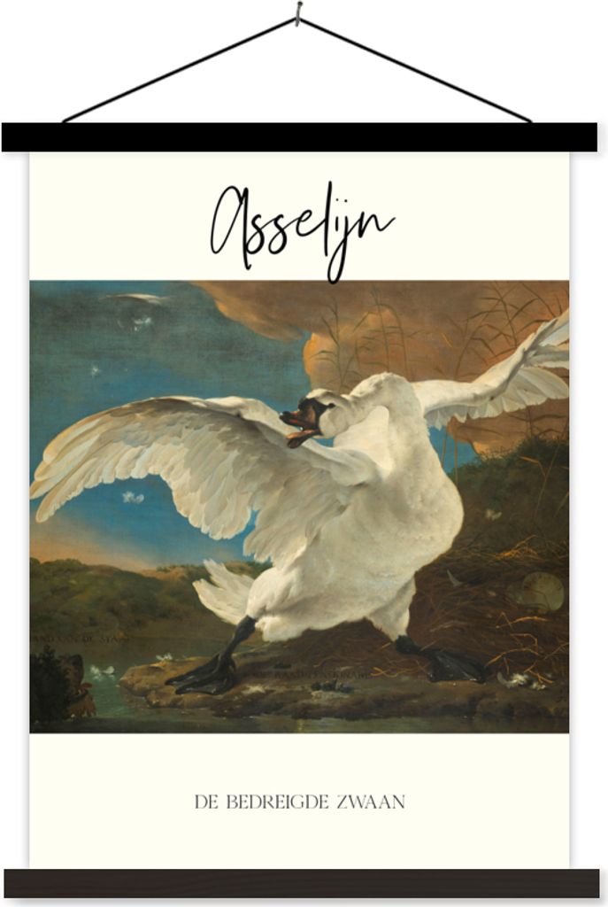 MuchoWow Textilposter Kunst - Der gefährdete Schwan - Jan Asselijn 60x80 cm mit schwarzem Rahmen - Plakathalter