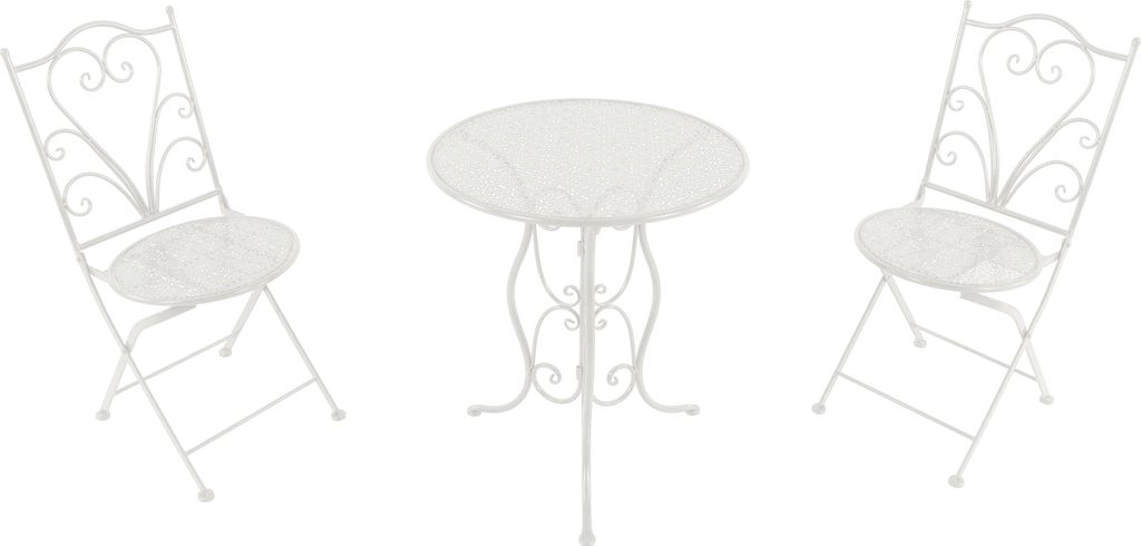 AXI Eloise Bistroset 3-teilig aus Metall Gestanzt in Weiß | Bistrotisch mit 2 Stühlen | Bistro Gartenmöbel Set für Garten / Balkon / Terrasse |...