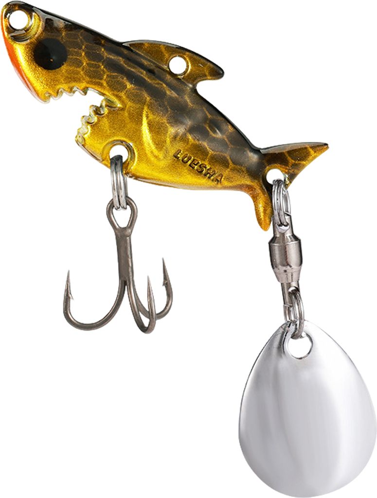 3,8 cm/10 g Metall-Haifisch-Angelköder mit Spinner-Pailletten-Drillingshaken, weit werfender künstlicher Hartköder, Süßwasser-/Salzwasser-Fore...