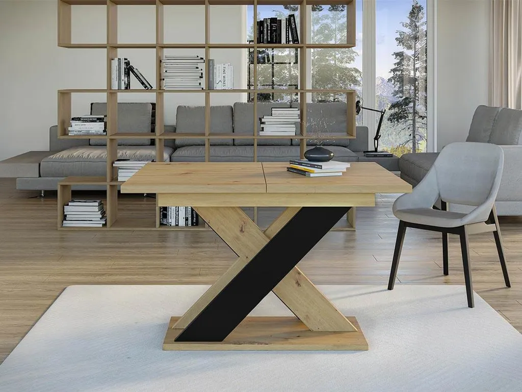Table à manger Tosca idéale petits espaces extensible bois et noire - 5