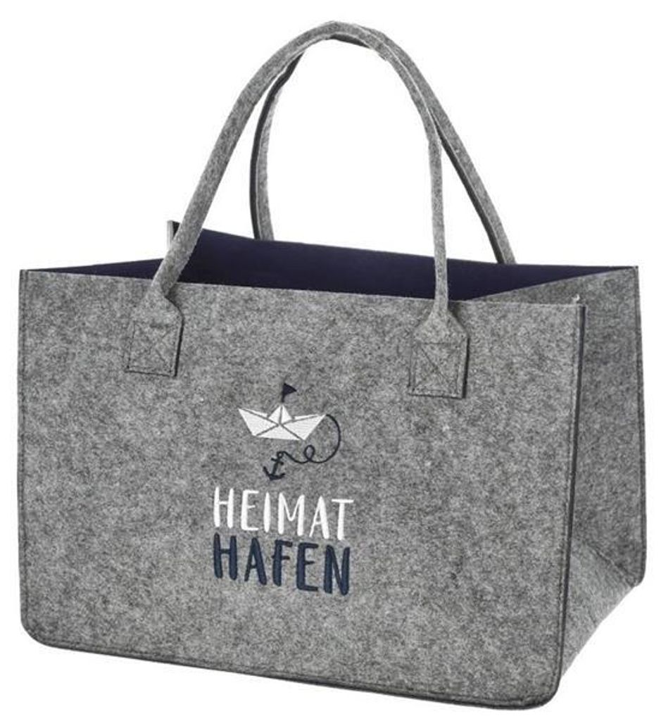 HEIMATHAFEN Filztasche Strandtasche Einkaufstasche Grau Produktbild 
